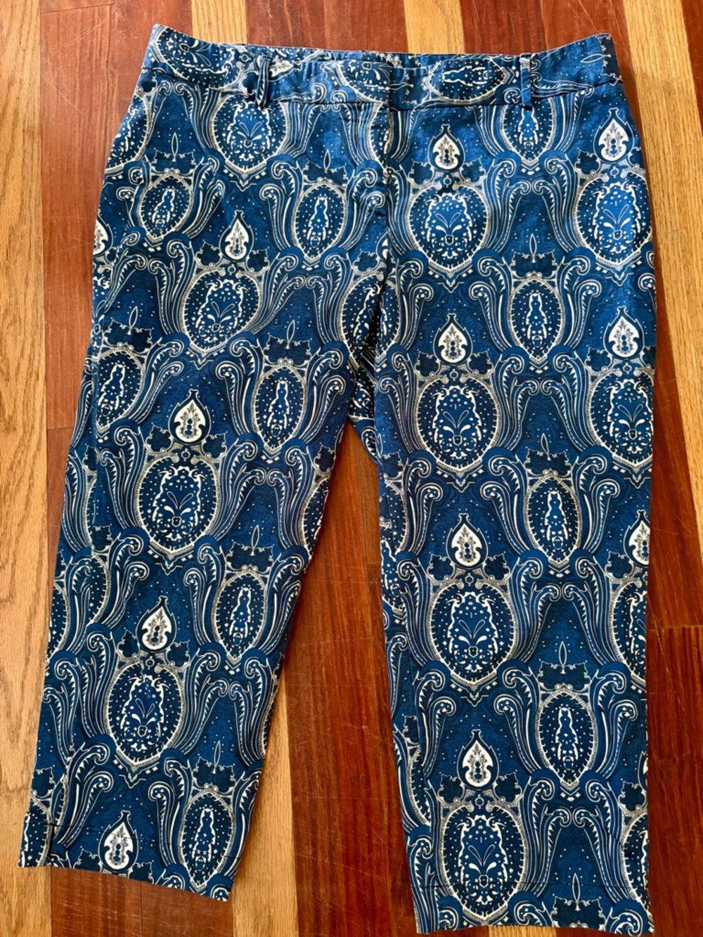 Talbots Signature Blue Paisley Cropped Pants 16P